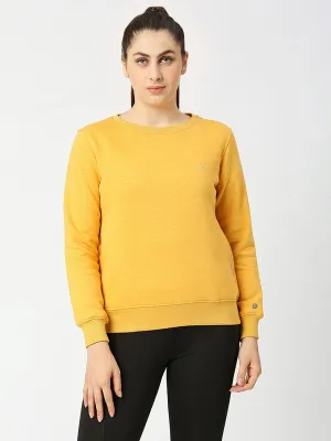 Women Mustard Solid Sweatshirts-CROSS CHILL SWEAT SHIRT_Mustard