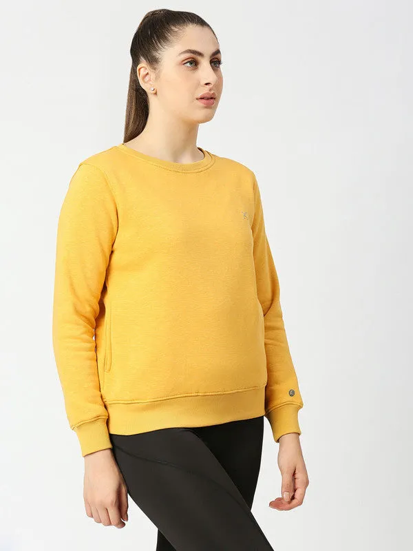 Women Mustard Solid Sweatshirts-CROSS CHILL SWEAT SHIRT_Mustard