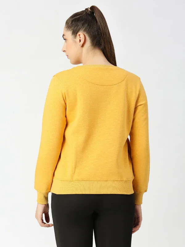 Women Mustard Solid Sweatshirts-CROSS CHILL SWEAT SHIRT_Mustard