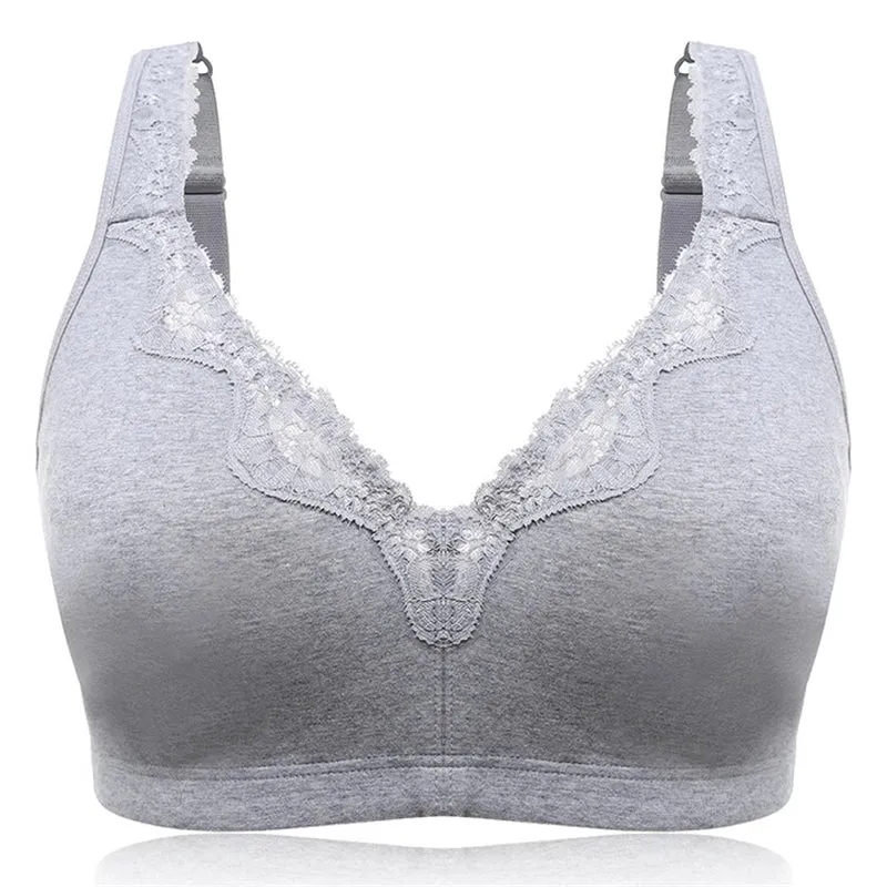 Women Plus Size Deep Plunge Comfy Cotton Bras - Black