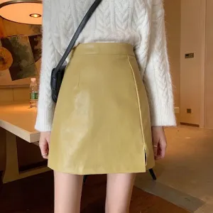 Women Shiny leather skirts
