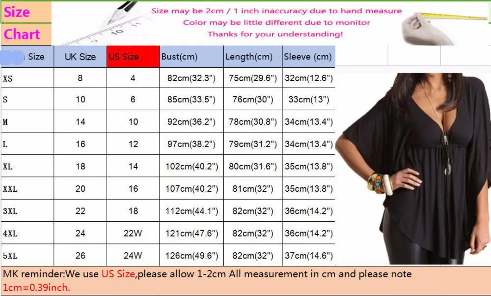Women Trend Casual Loose V Neck Batwing Sleeve Tops Tee Ladies Black Blouses Shirts Plus Size