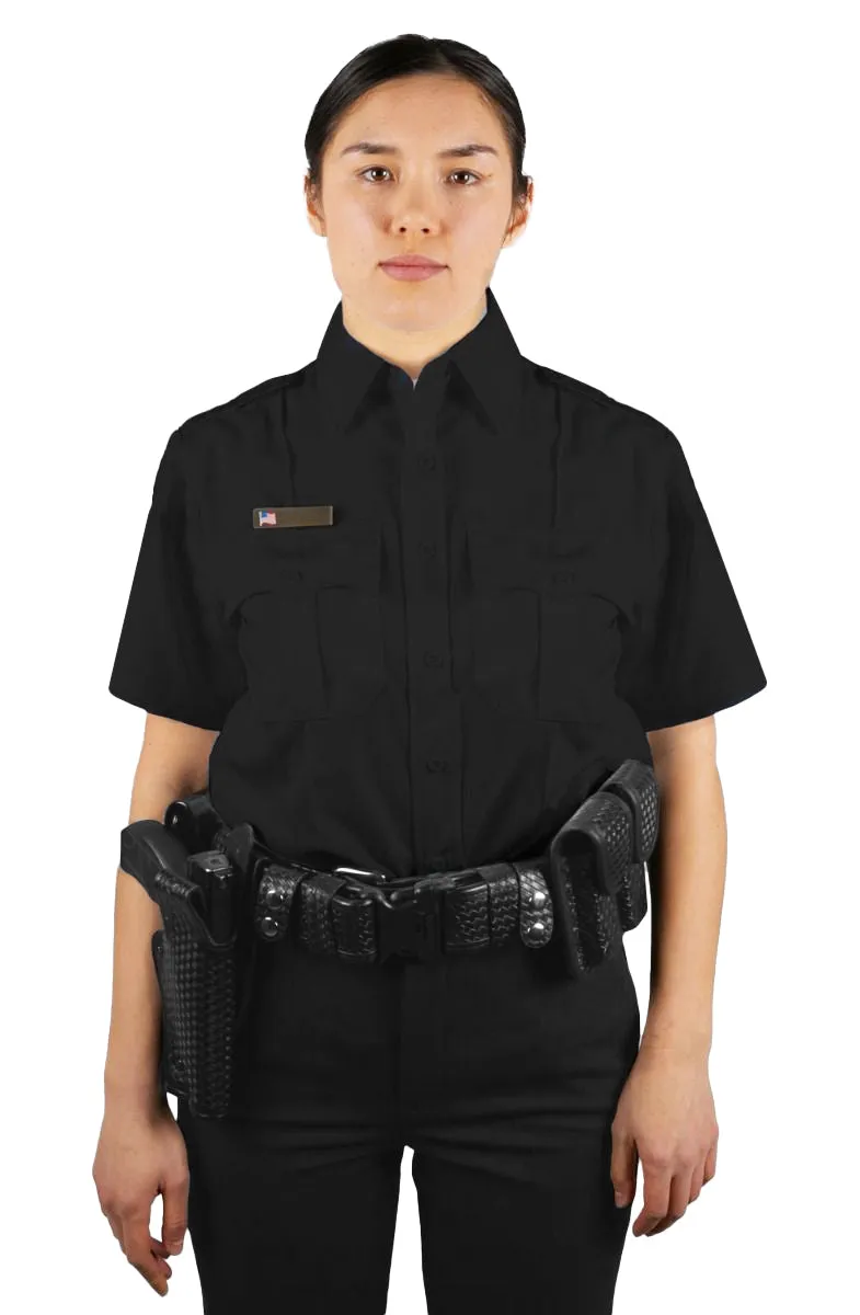 Womens 100% Polyester 4 Pocket Hidden Zipper Uniform Shirt - Short Sleeve