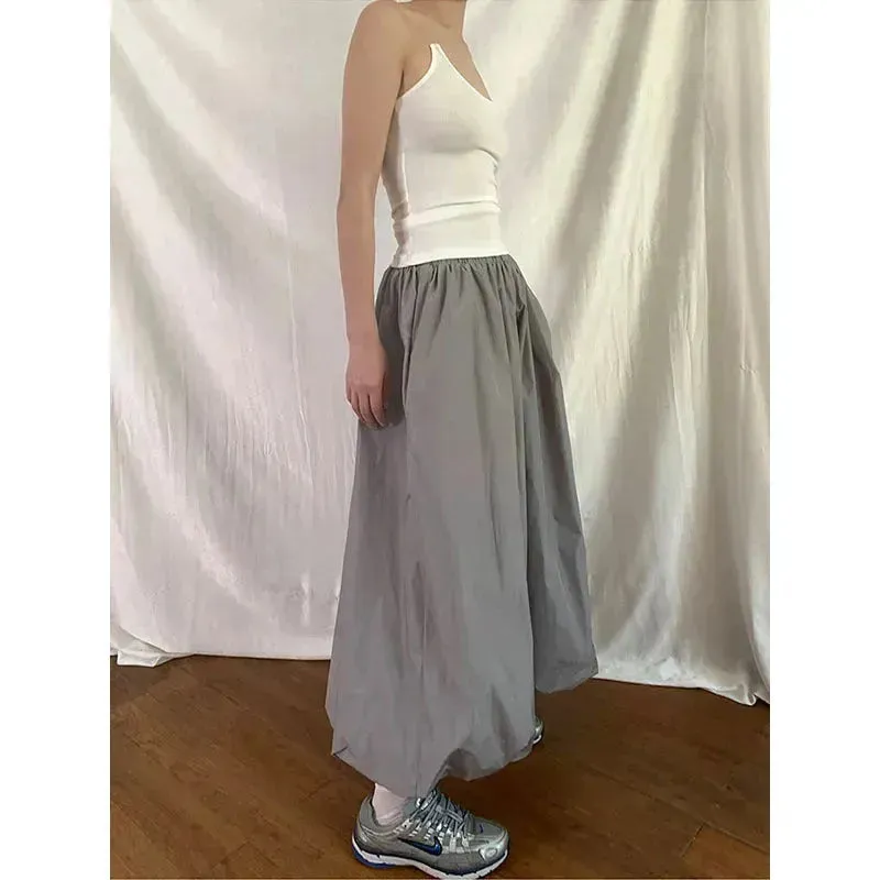 Women's All-match Simple Elegant Gathered Long  Maxi Skirt