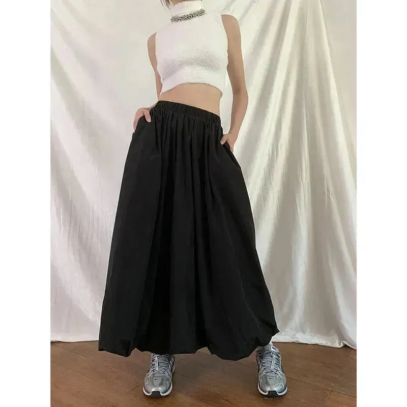 Women's All-match Simple Elegant Gathered Long  Maxi Skirt