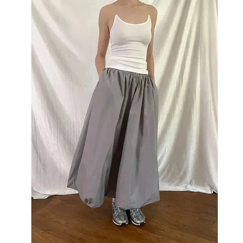 Women's All-match Simple Elegant Gathered Long  Maxi Skirt