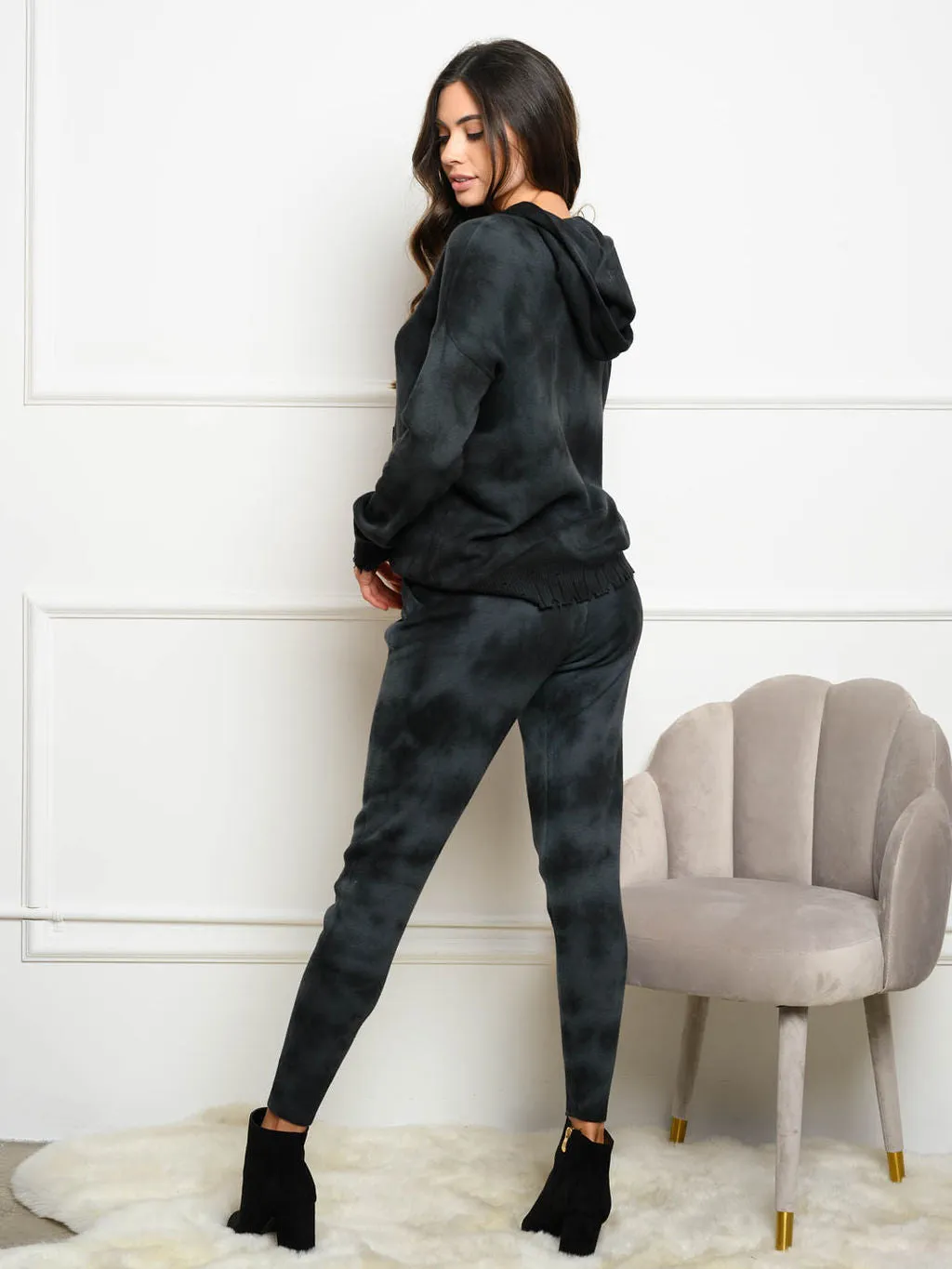 WOMEN'S LONG SLEEVE TIE DYE HOODIE SWEATER