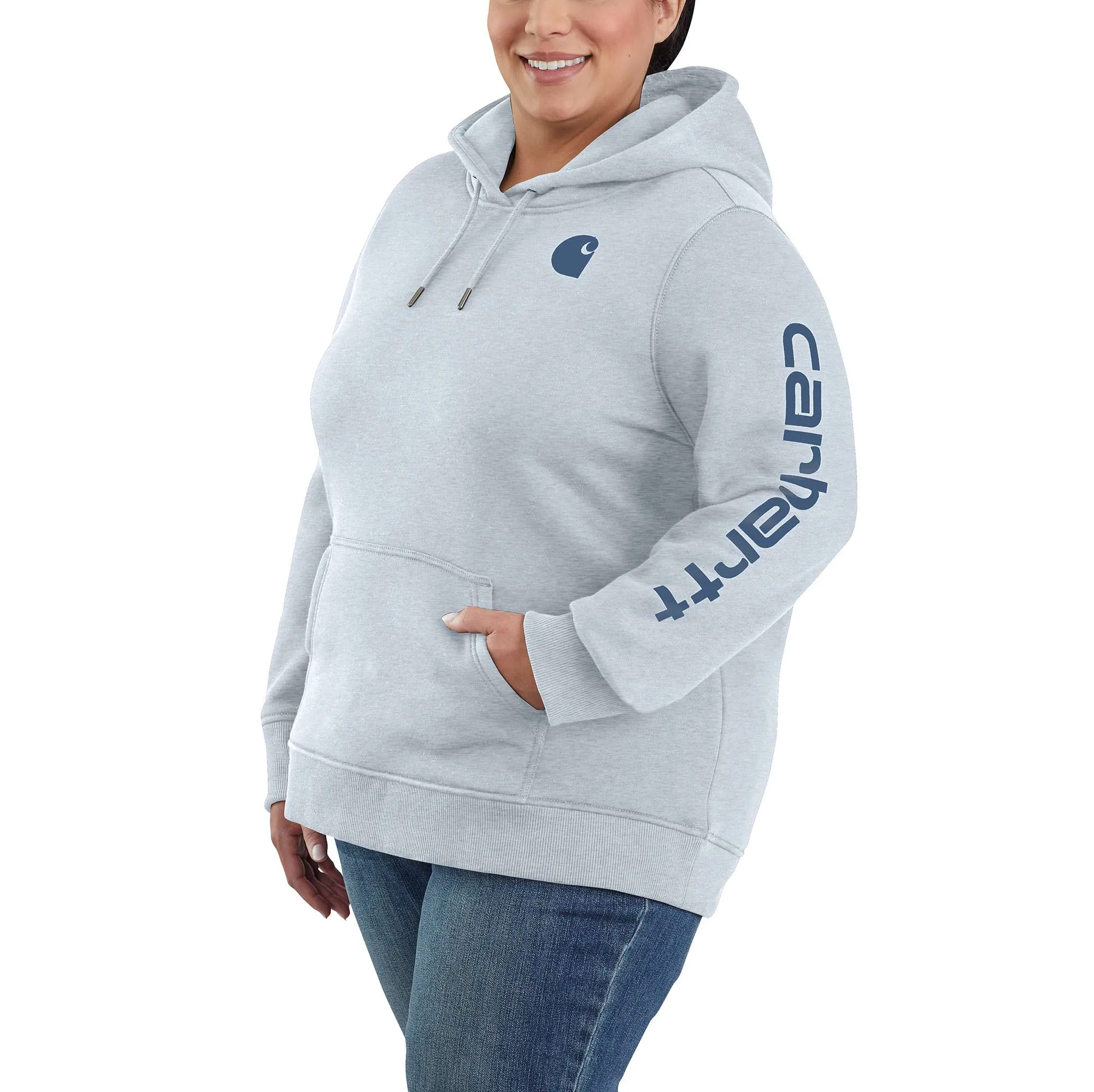 Women's Relaxed Fit Midweight Logo Sleeve Graphic Hoodie