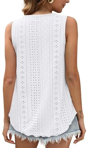 Womens Summer Tops 2024 Casual Loose Tank Tops for Women Dressy White