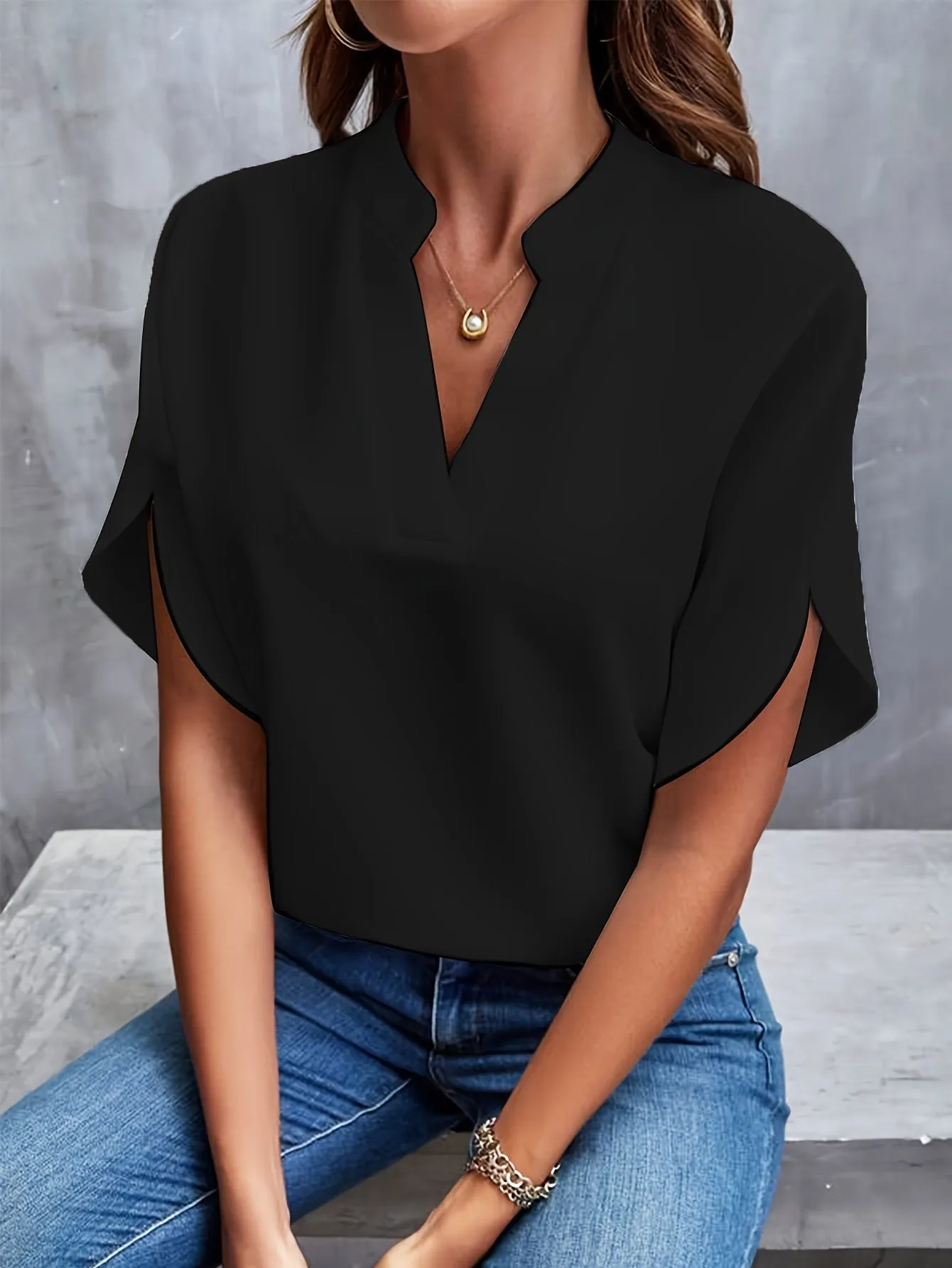 Women's V-Neck Blouse | Elegant Loose Fit