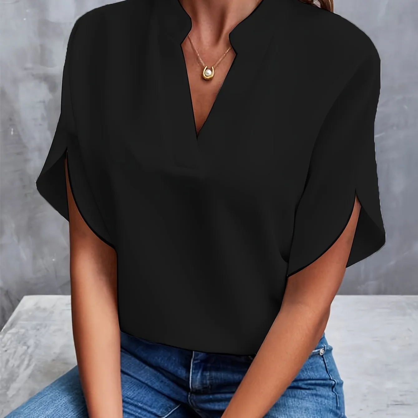 Women's V-Neck Blouse | Elegant Loose Fit