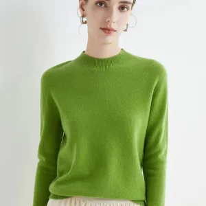 Wool Sweater Women's Loose Half Turtleneck Pullover Simple Top