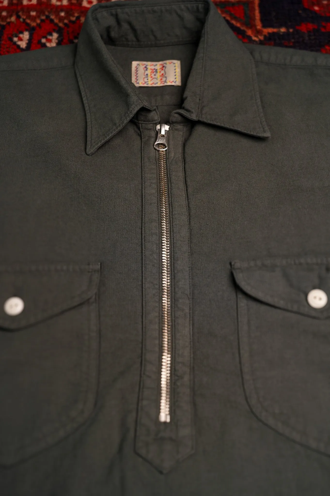 Wythe Airtex Half Zip Shirt - Faded Black