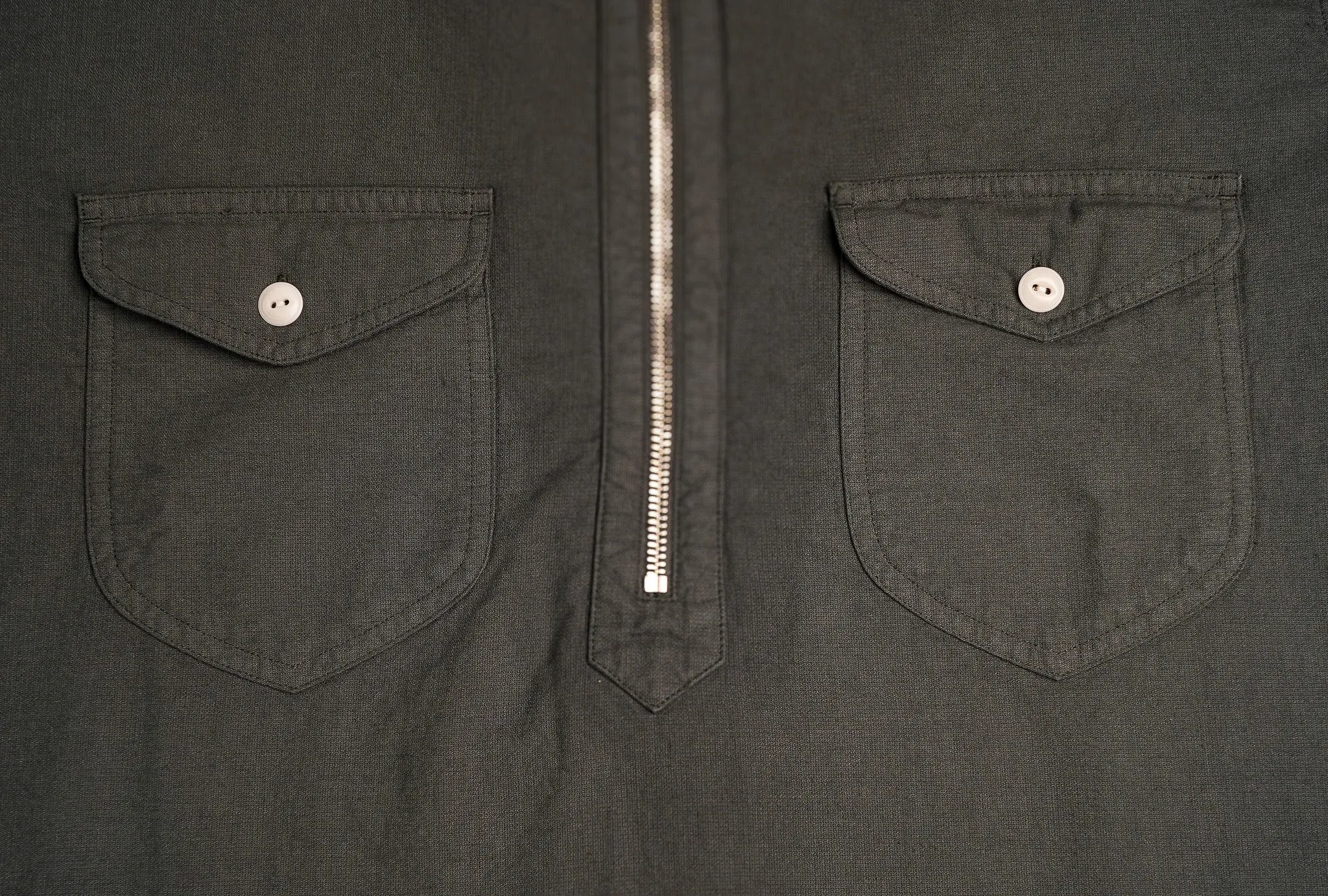 Wythe Airtex Half Zip Shirt - Faded Black