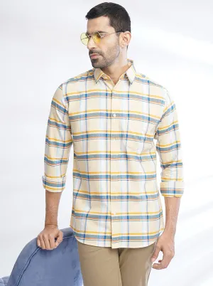Yellow Checked Slim Fit Casual Shirt | JadeBlue