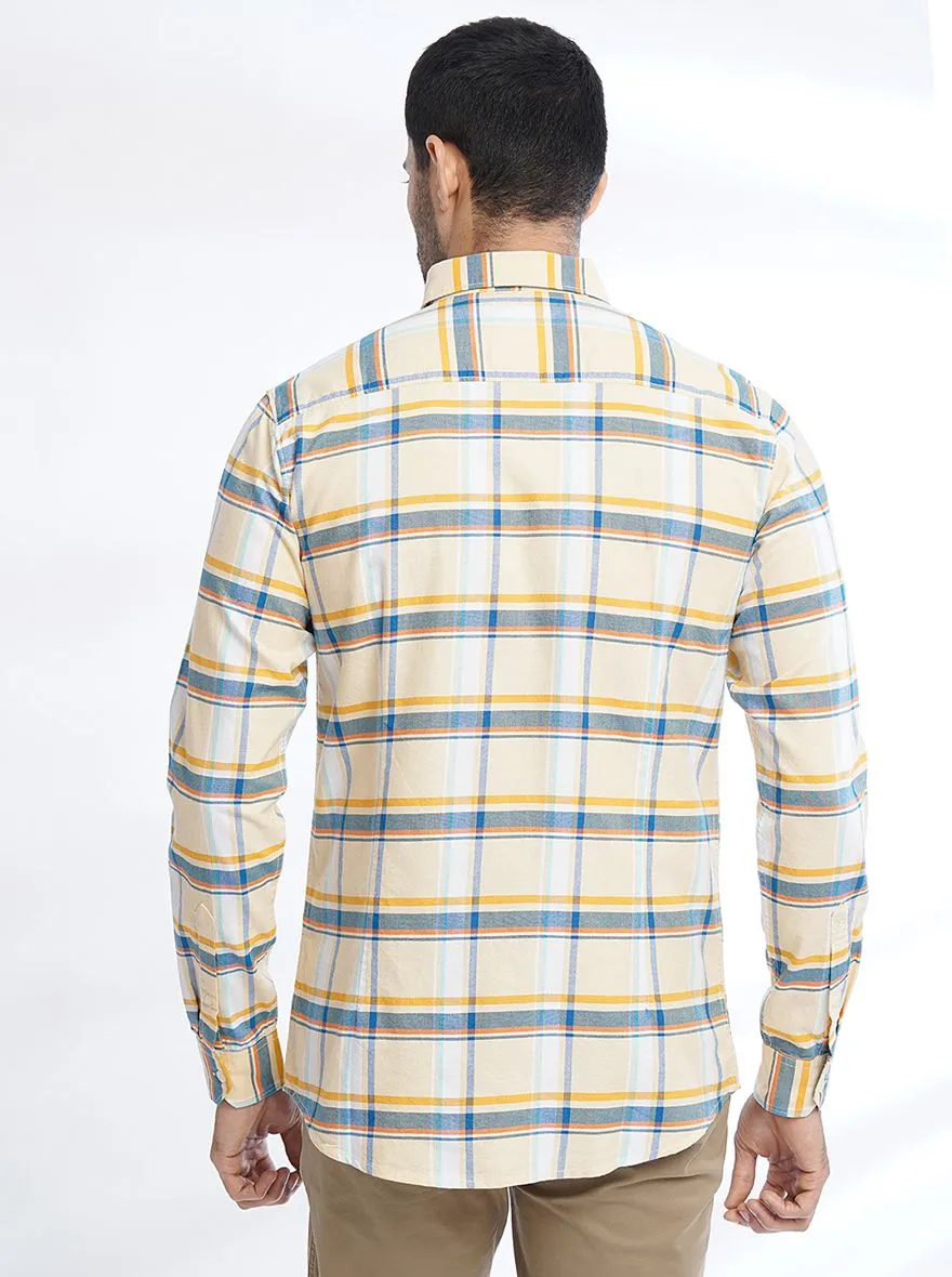 Yellow Checked Slim Fit Casual Shirt | JadeBlue