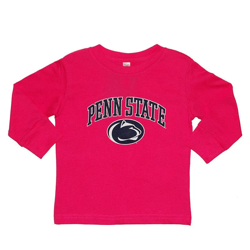 Youth Pink Penn State over Lion Long Sleeve T-Shirt