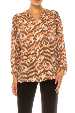 Zac & Rachel Printed Button Down Long Sleeve Top